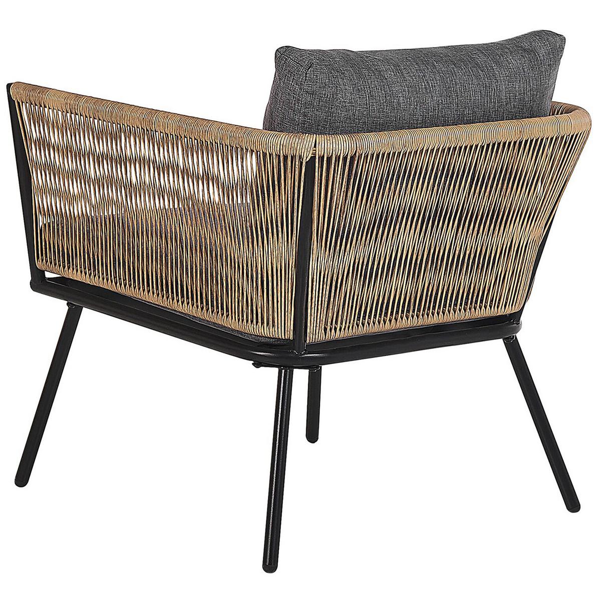 BALKONSET 2-Sitzer Rattan natürlich Auflagen grau Gargano - Braun/Grau, Kunststoff/Textil - Beliani
