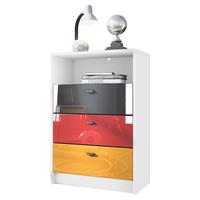 KOMMODE Pino Fronten Schwarz, Rot & Gold Hochglanz - Gelb, Holzwerkstoff (56/86/36cm) - Vladon