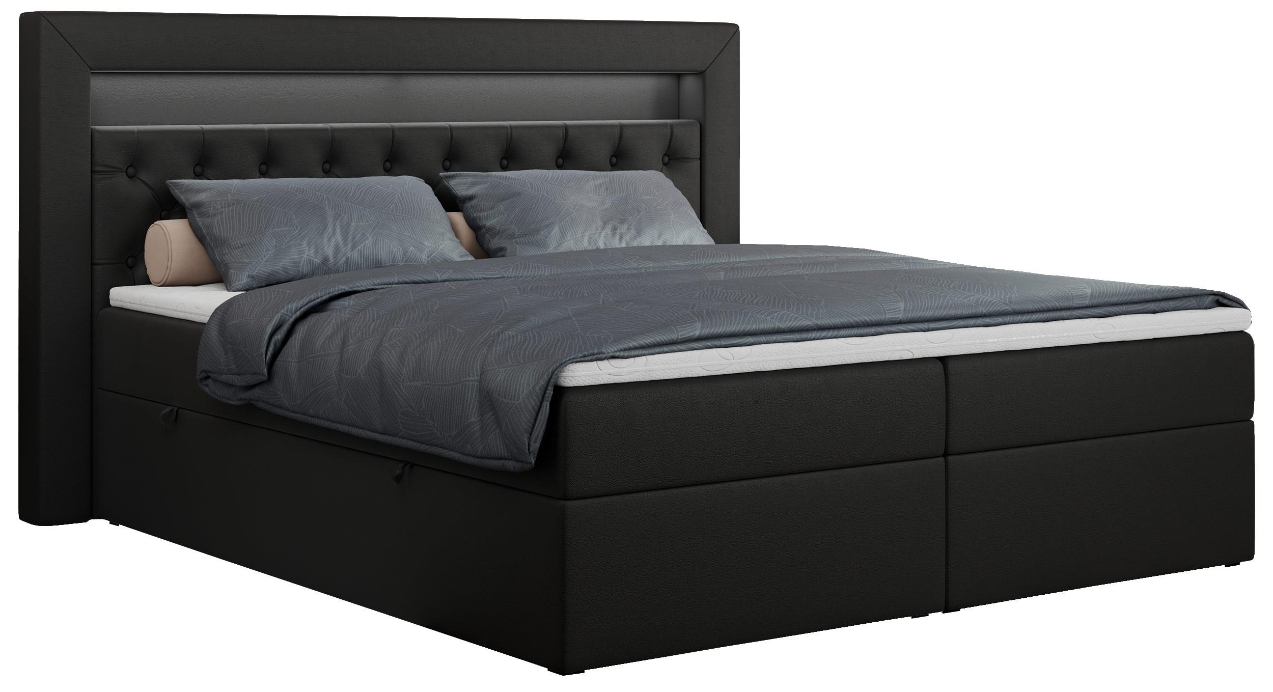 BOXBETT GOLD-6 LED 180/200 Schwarz Kunstleder - H4 - Schwarz, Holz/Textil (180/200cm) - MKS