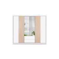 SCHWEBETÜRENSCHRANK AKALI 250/213/60 cm 4-türig mit Spiegel Weiß - Weiß, Holzwerkstoff (250/213/60cm) - MASSENO