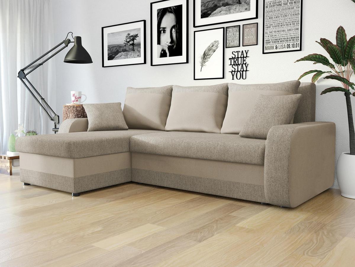 ECKSOFA Kris Lux - Beige/Schwarz, Holz/Kunststoff (238/147cm) - MIRJAN24