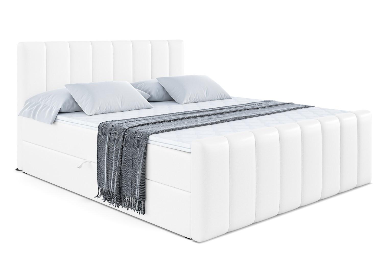BOXBETT mit Matratze H4 - OTTA-Z - 180x200 cm Weiß - Weiß Hochglanz, Holzwerkstoff (180/200cm) - ALTDECOR