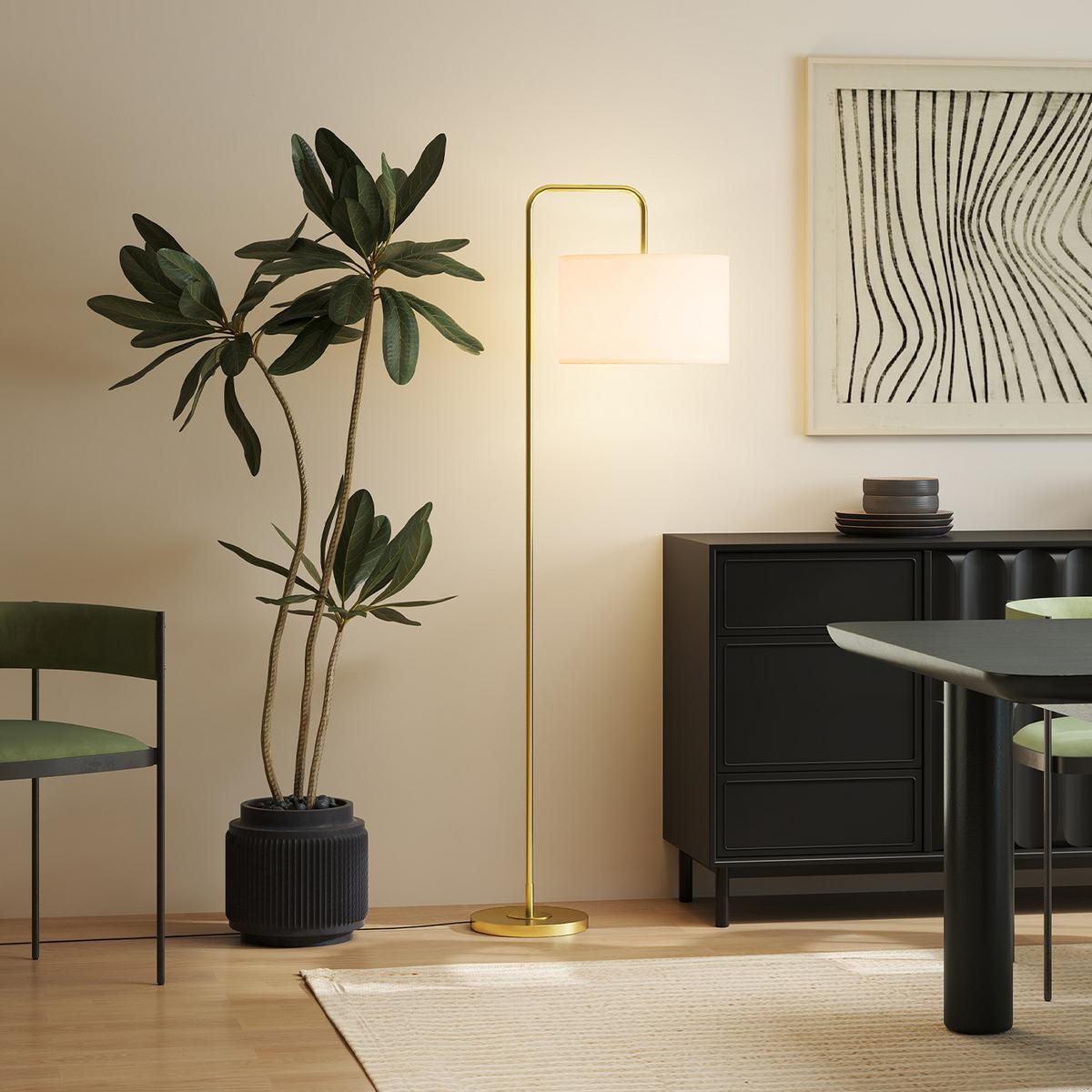 STEHLAMPE Stahl Gold - Weiß, Metall (64/38/163.5cm) - HOMCOM