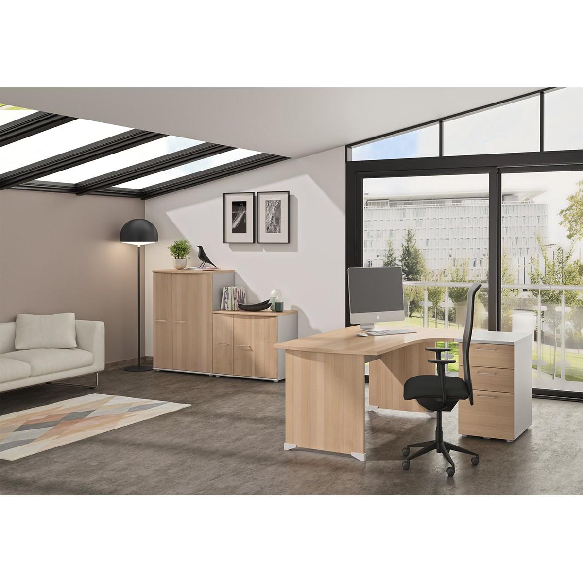 AUFBEWAHRUNG mit 3 Türen Jazz - Französische Herstellung - 120/80/74 cm - Eschefarben, Holzwerkstoff (80/74/80cm) - Calicosy