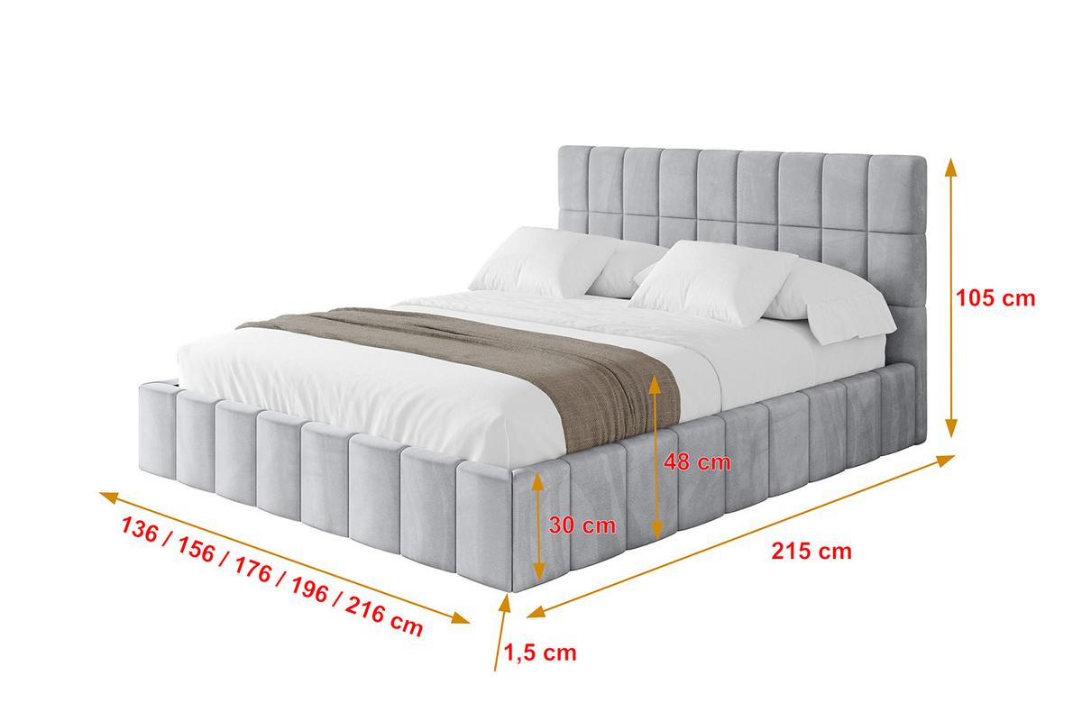 POLSTERBETT mit Bettkasten und Lattenrost, Boxbett ohne Matratze - AMEA 140x200 Hellgrau - Hellgrau, Holzwerkstoff/Textil (140/200cm) - ALTDECOR