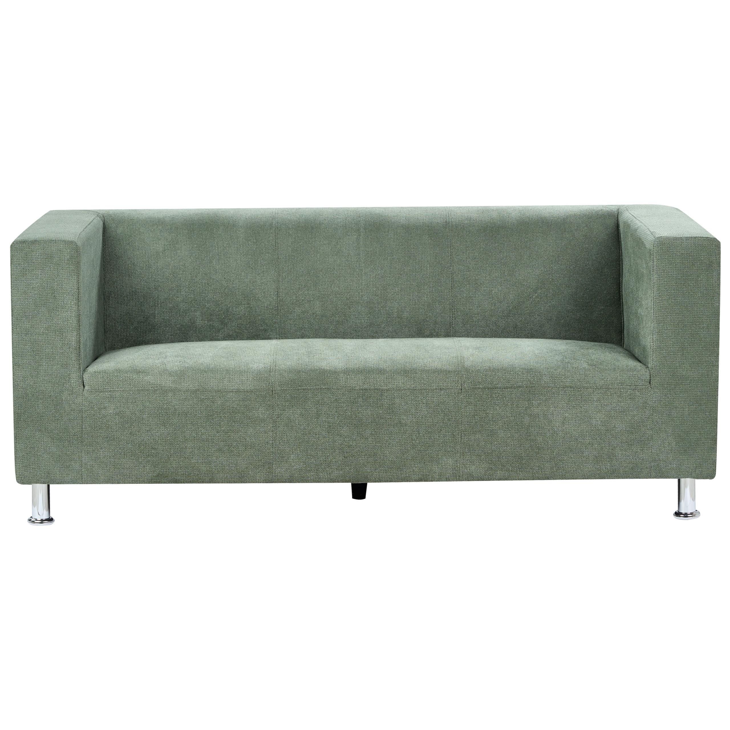 3-SITZER-SOFA Stoff grün Floro - Silberfarben/Grün, Textil (179/74/83cm) - Beliani