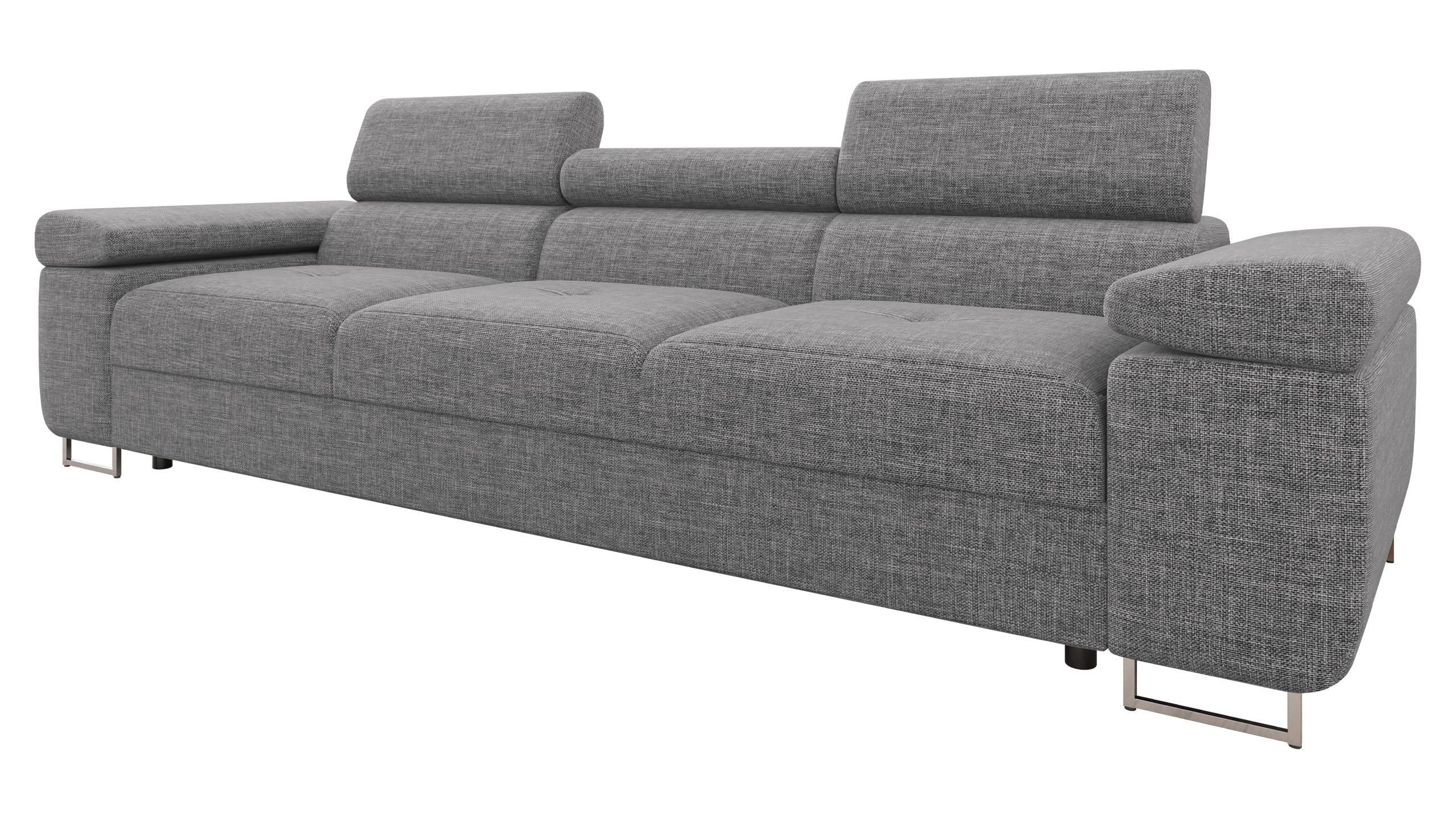 SOFA Torezio 3 - Hellgrau, Holz/Textil (263/90/102cm) - MIRJAN24