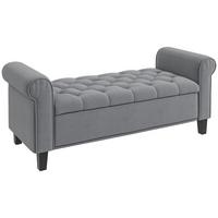 TRUHENBANK Samtoptik, Grau - Grau, Kunststoff (48.5/57/126cm) - HOMCOM