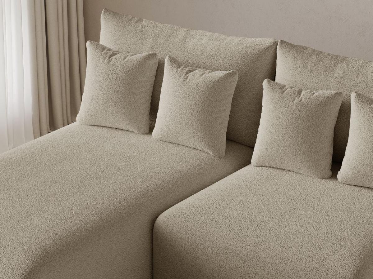 ECKSOFA Ronni Bouclé-Stoff Beige Rechts - Beige, Holz/Textil (206/190cm) - Graingold