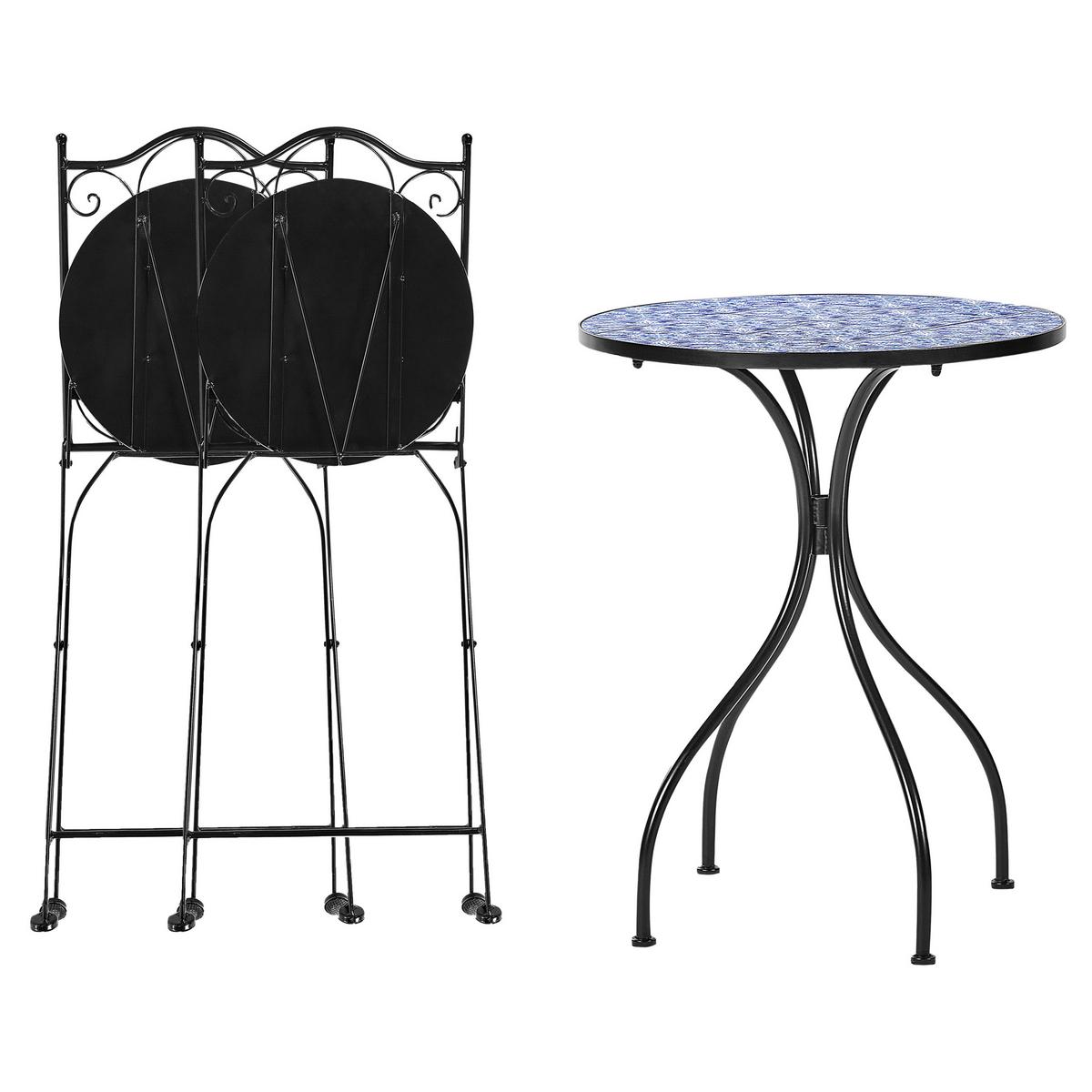 BALKONSET 2-Sitzer schwarz Cigliano - Blau/Schwarz, Metall - Beliani