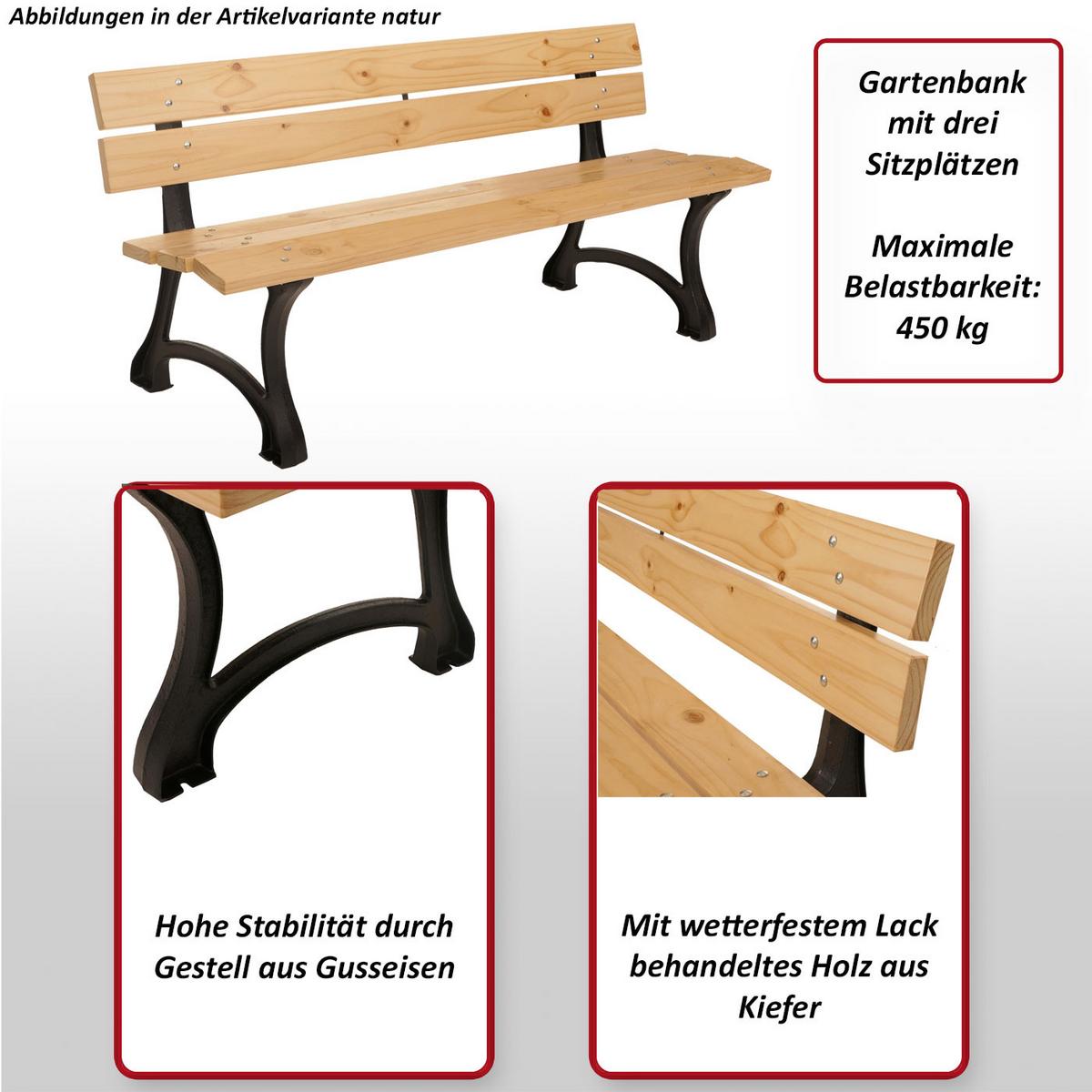 GARTENBANK Teak Dekor - Teakfarben, Holz (170/78/62cm) - MCW
