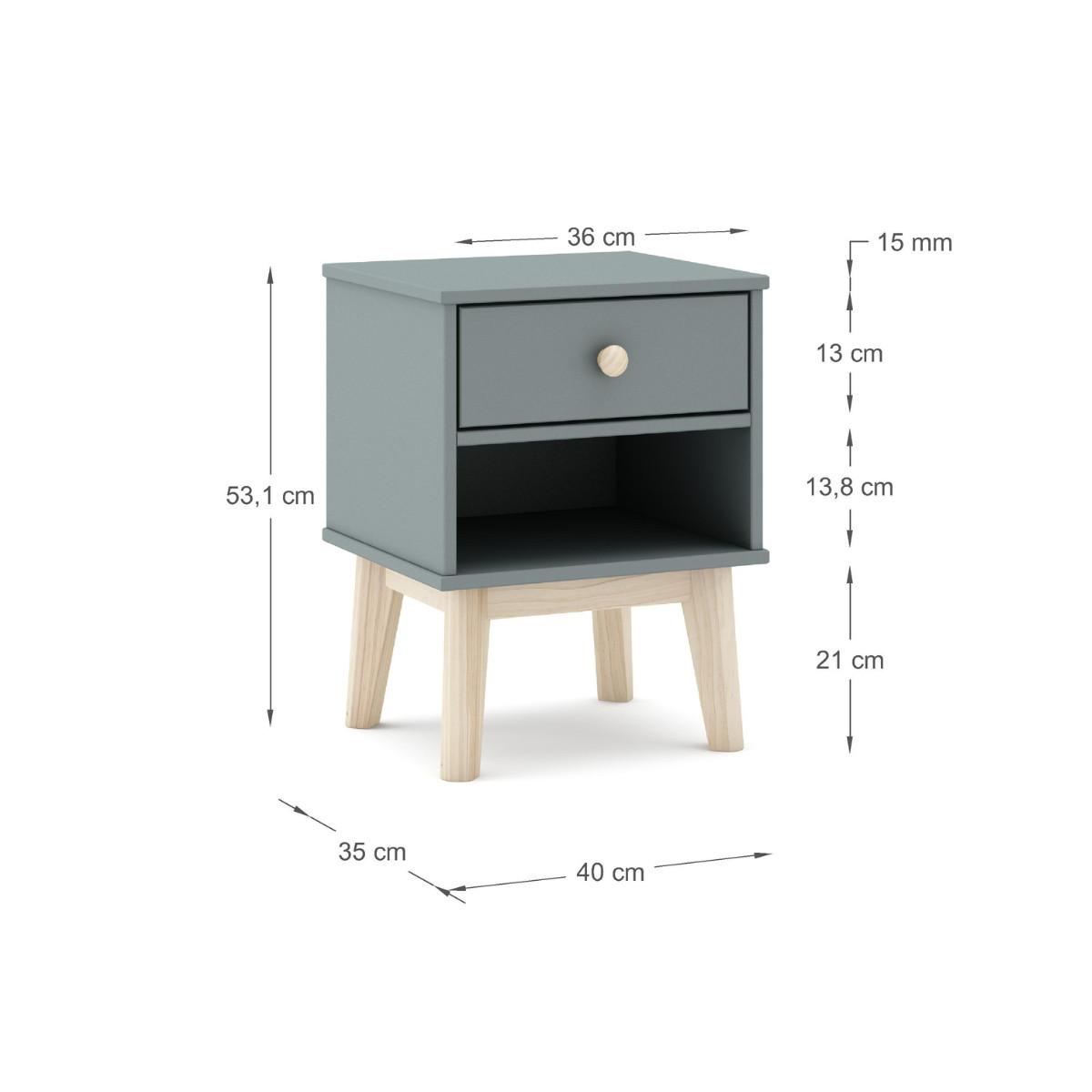 NACHTTISCH mit 1 Schublade und 1 offener Nische, L40 cm 35/40/53,1 cm - Grün, Holzwerkstoff (35/53.1/40cm) - Calicosy