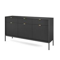SIDEBOARD STELLARE 154/83/39 cm mit 3 Schubladen 3 Türen Schwarz - Schwarz, Holzwerkstoff (154/83/39cm) - MASSENO