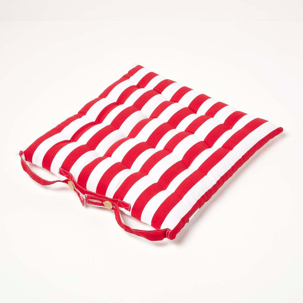STUHLKISSEN 40/40/5 cm rot-weiß gestreift - Rot, Textil (40/40/5cm) - Homescapes