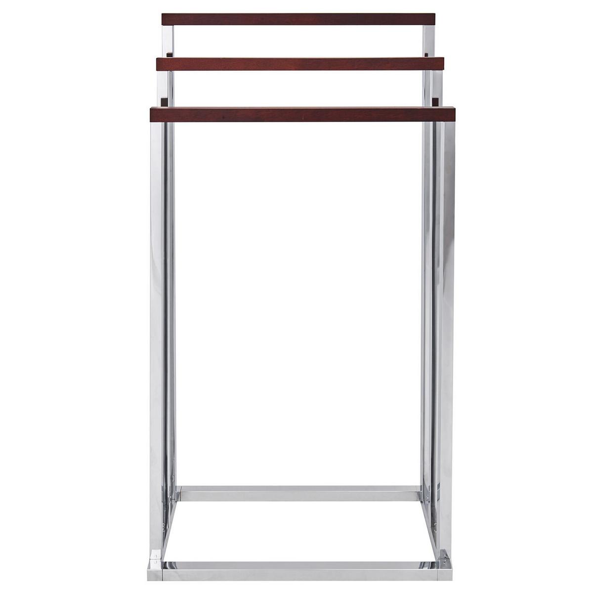HANDTUCHSTÄNDER silber/dunkelbraun 45 x 84 cm 3 Arme Charras - Dunkelbraun/Silberfarben, Metall (45/84/21cm) - Beliani
