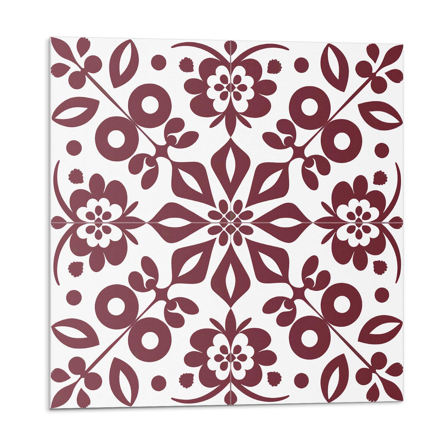 WANDPANEEL 9 Stück 30x30 cm selbstklebend Rosaria - Bordeaux, Kunststoff (30/1.6/30cm) - Wallfluent