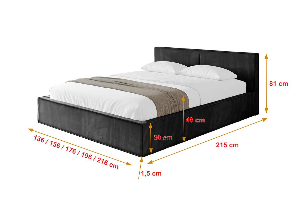 POLSTERBETT mit Bettkasten und Lattenrost, Bett mit Matratze H3/H4 - EMMI-V1 180x200 Schwarz - Schwarz, Holzwerkstoff/Textil (180/200cm) - ALTDECOR