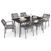 GARTENMÖBEL SET VOLONTE 7er Set grau, schwarz - Grau, Glas/Metall - IDIMEX