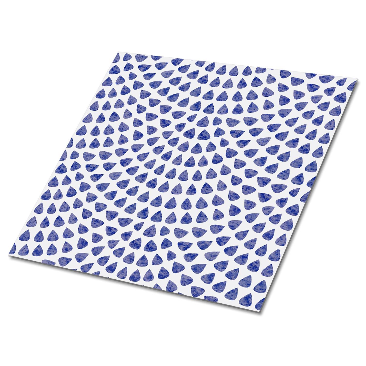 FLIESENAUFKLEBER 9 Stück 30x30 cm selbstklebend Wassertropfen - Blau, Textil (30/1.6/30cm) - TULUP
