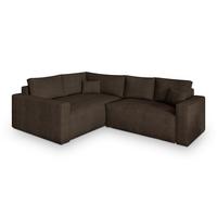 ECKSOFA ERONIS L-S Braun Kordstoff mit Schlaffunktion - Braun, Holz (265/194cm) - MASSENO
