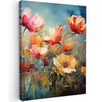 LEINWANDBILD Blumen - Aquarell - Kunst - Botanisch - Natur Room Decor 30x40 cm - Orange, Textil (30/40cm) - MuchoWow