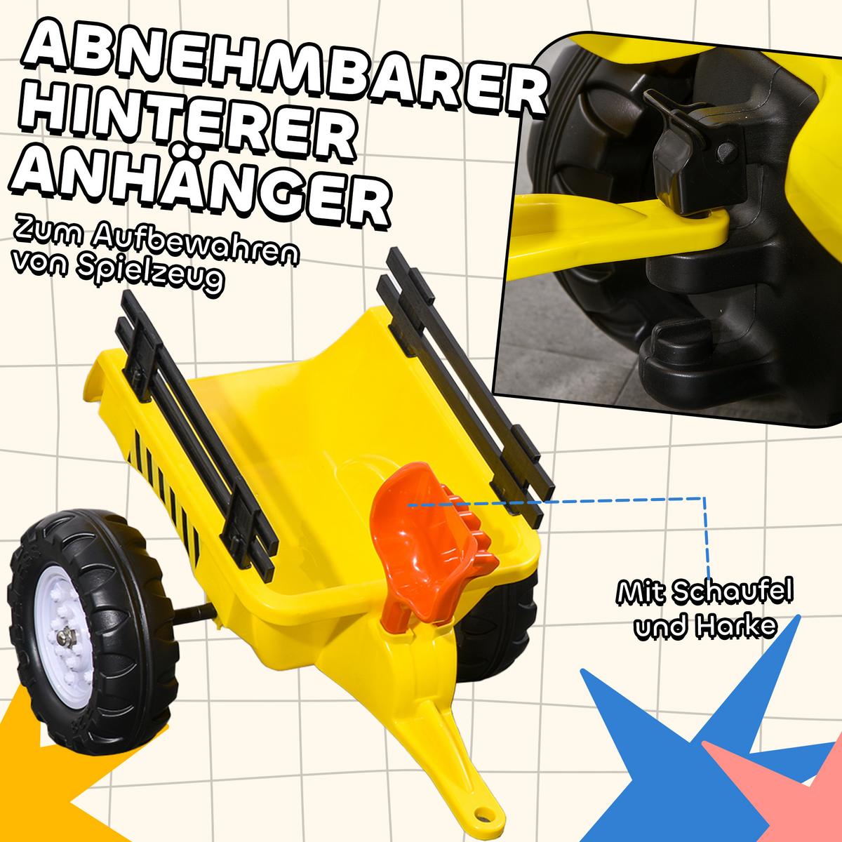 KINDER RUTSCHAUTO, Gelb, Eisen+ Kunststoff - Gelb, Metall (133/42/51cm) - HOMCOM
