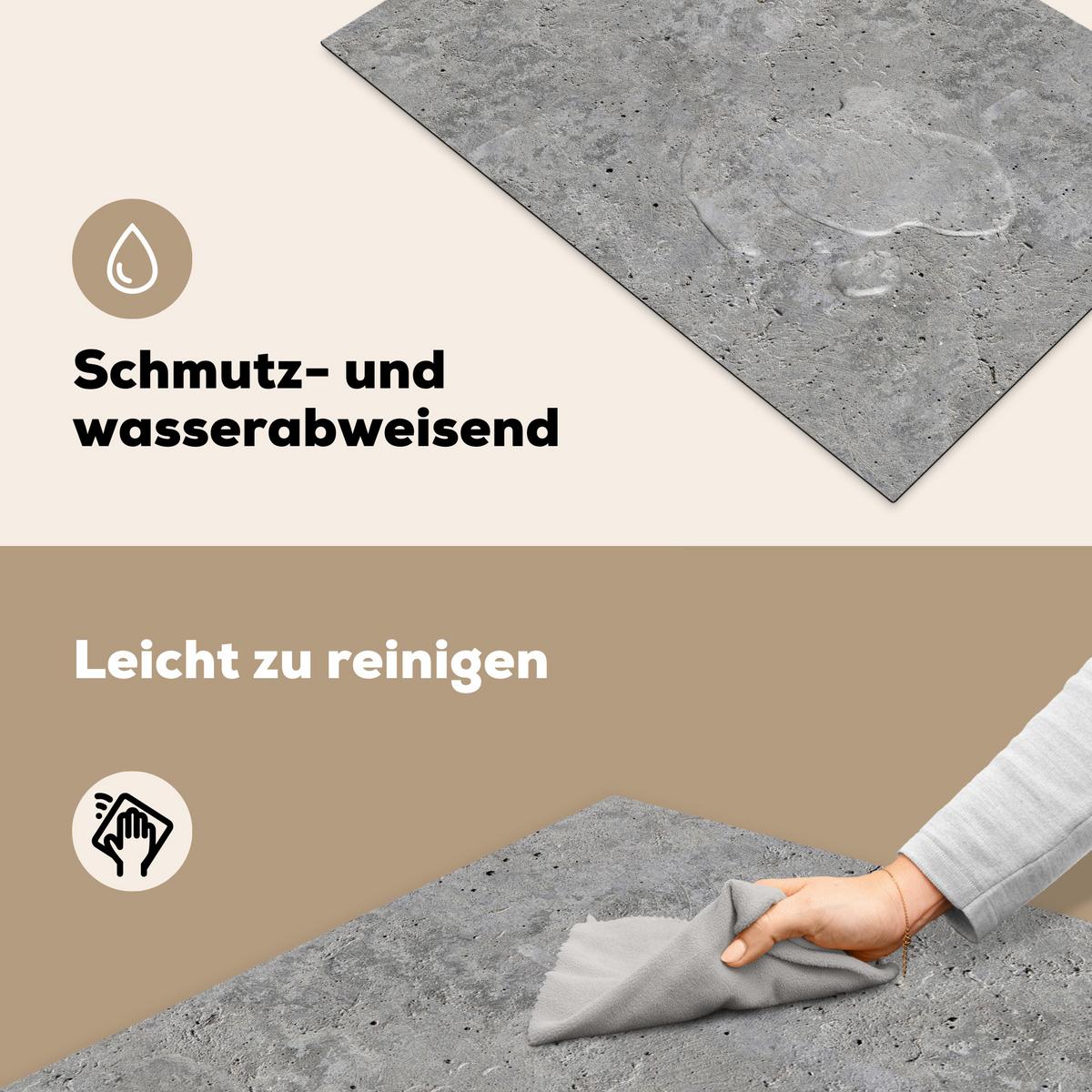 HERDABDECKPLATTE Beton - Schiefer - Grau - Struktur aus Beton Induktionsmatte 77x51 cm - Hellgrau, Kunststoff (77/51/0.2cm) - MuchoWow