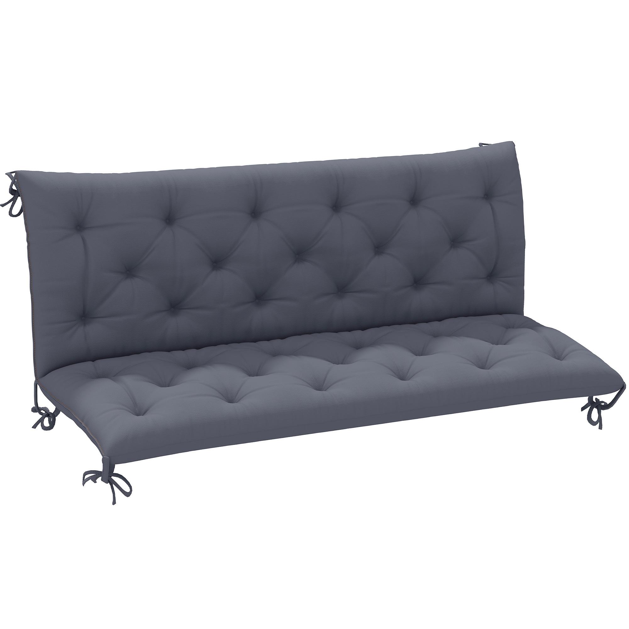 BANKAUFLAGE Sitzkissen Rückenkissen Polster Auflage für Sitzbank 150x98x8 cm - Dunkelgrau, Kunststoff (150/8/98cm) - Outsunny