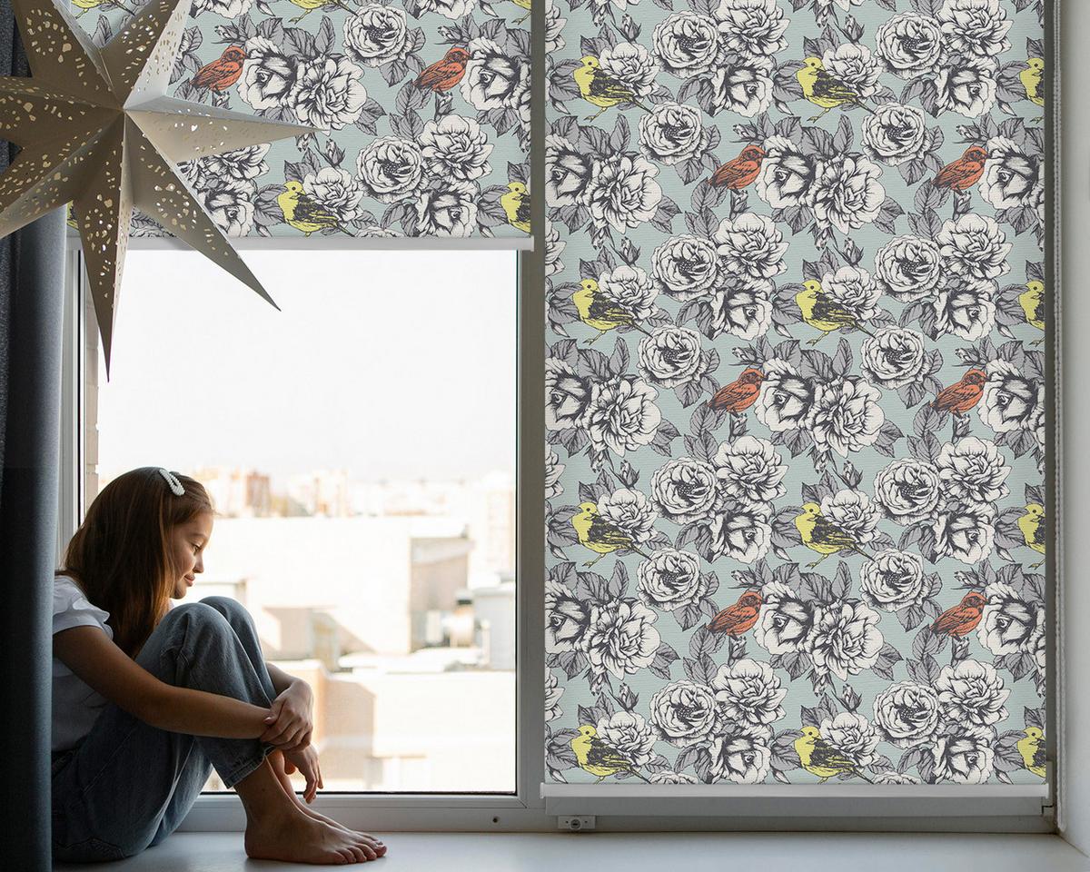 INNENROLLO - Fensterrollo - Rollo - 150x140 cm - Blumen - Weiß, Kunststoff (150/140/0.5cm) - TULUP