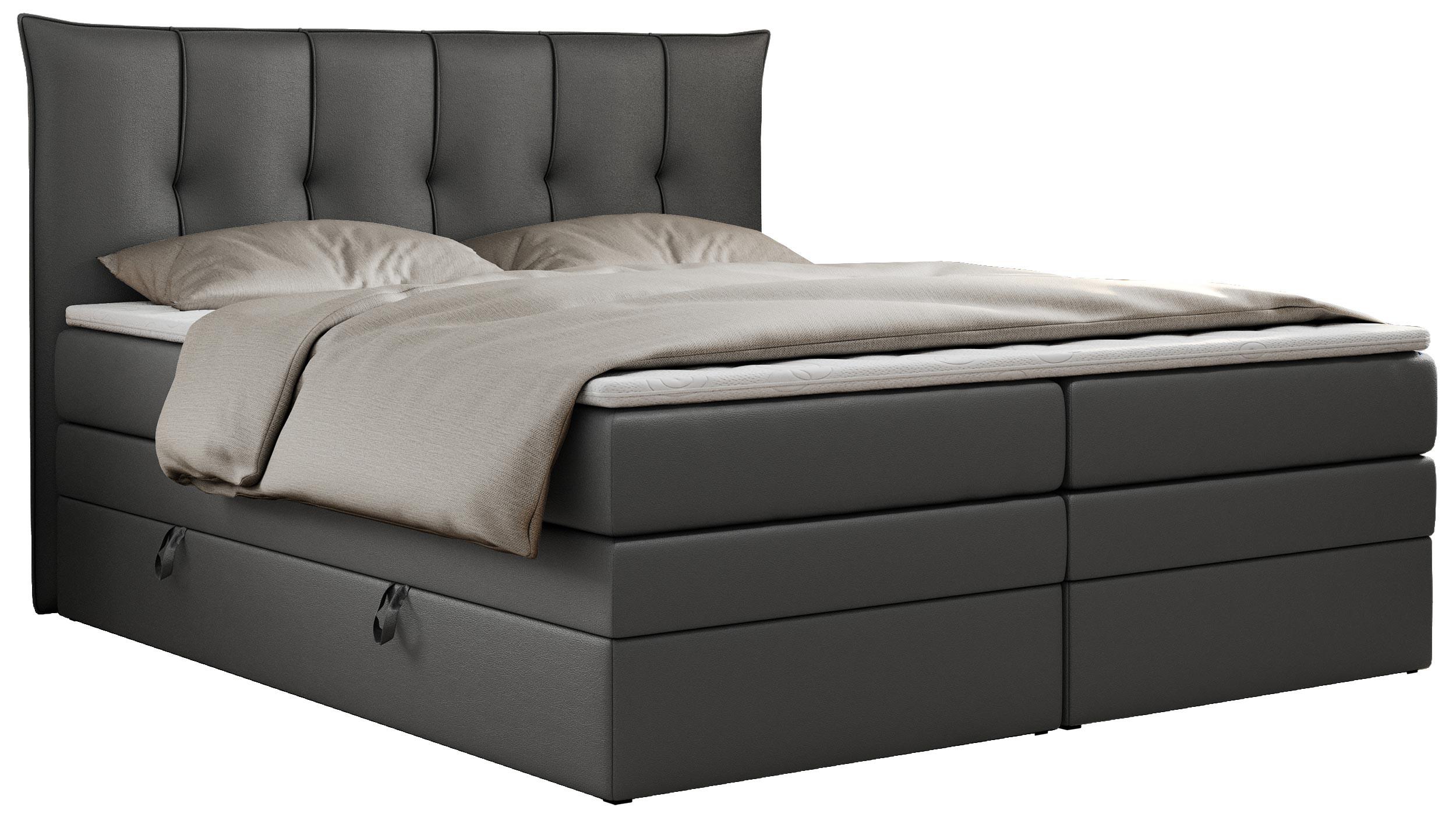 BOXSPRINGBETT PREMIUM 10 KING 200/200 Dunkelgrau Kunstleder - H3 - Dunkelgrau, Holz/Textil (200/200cm) - MKS