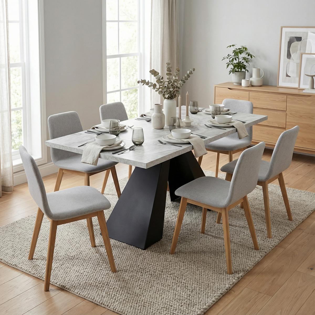 ESSTISCH ausziehbar 99–159 cm in Grau Marmor-Optik - Weiß, Holzwerkstoff (74/99/77cm) - Urban Meuble