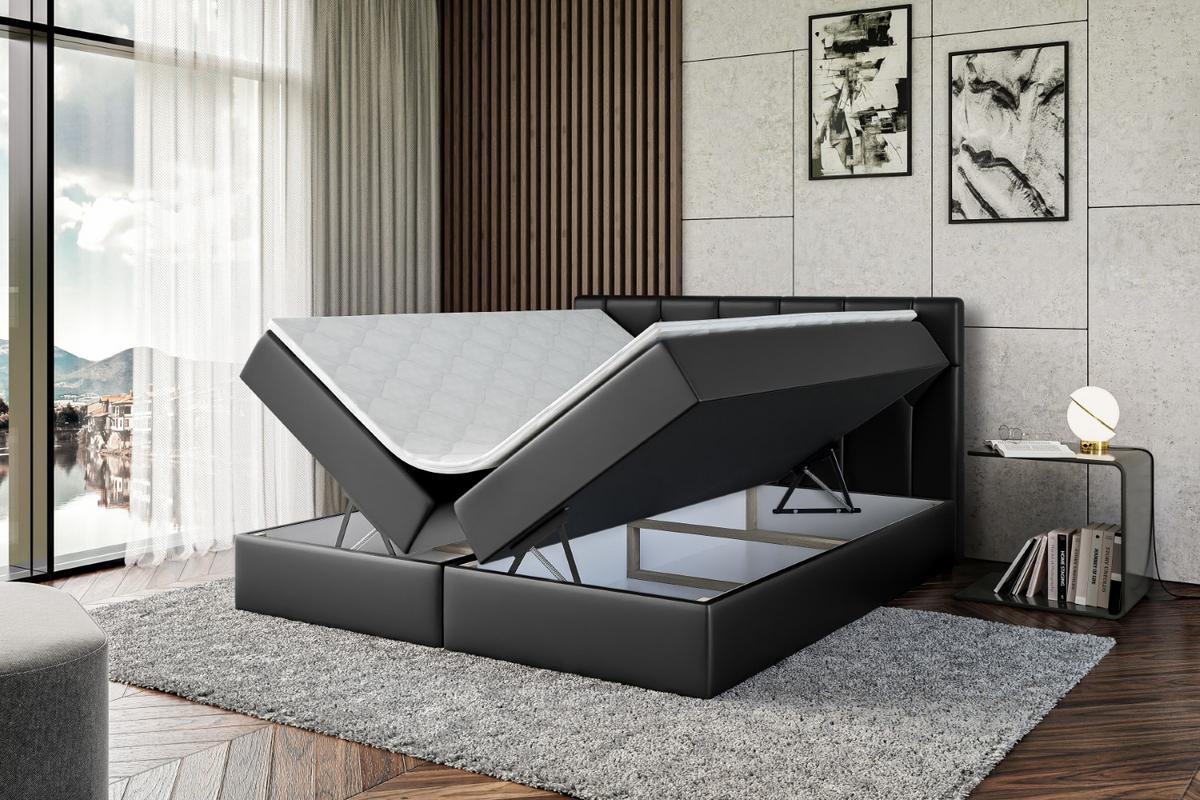 BOXBETT mit Matratze H3 und Lattenrost - CATOR - 180 x 200 Schwarz Hochglanz - Schwarz Hochglanz, Holzwerkstoff (180/200cm) - ALTDECOR