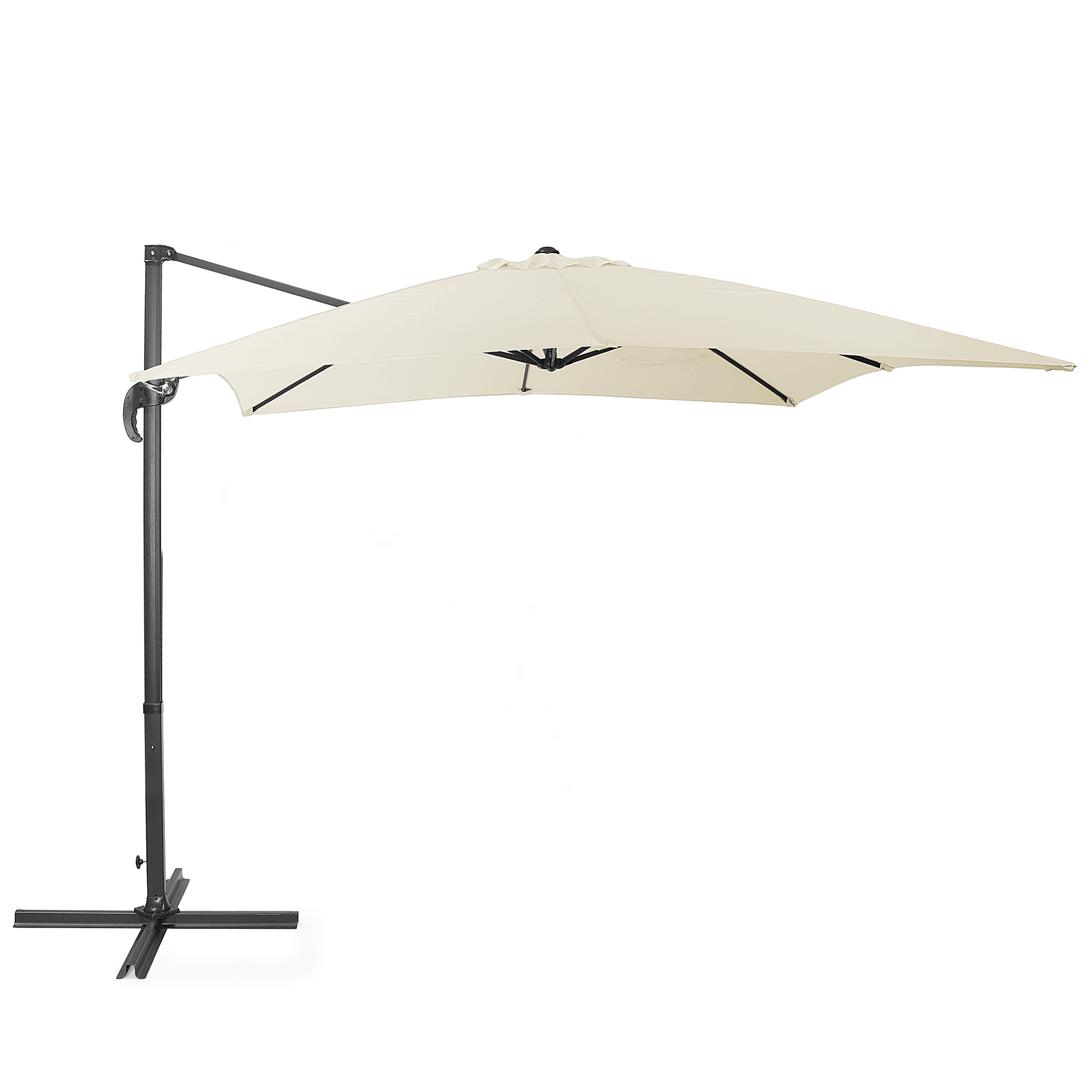 AMPELSCHIRM helles beige/dunkelgrau 250/250/235 cm Monza - Beige/Schwarz, Textil (250/250cm) - Beliani
