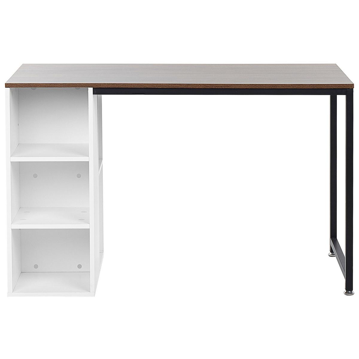 SCHREIBTISCH weiß/dunkler Holzfarbton 120/60/75 cm Dese - Dunkelgrau, Holzwerkstoff (60/120/75cm) - Beliani