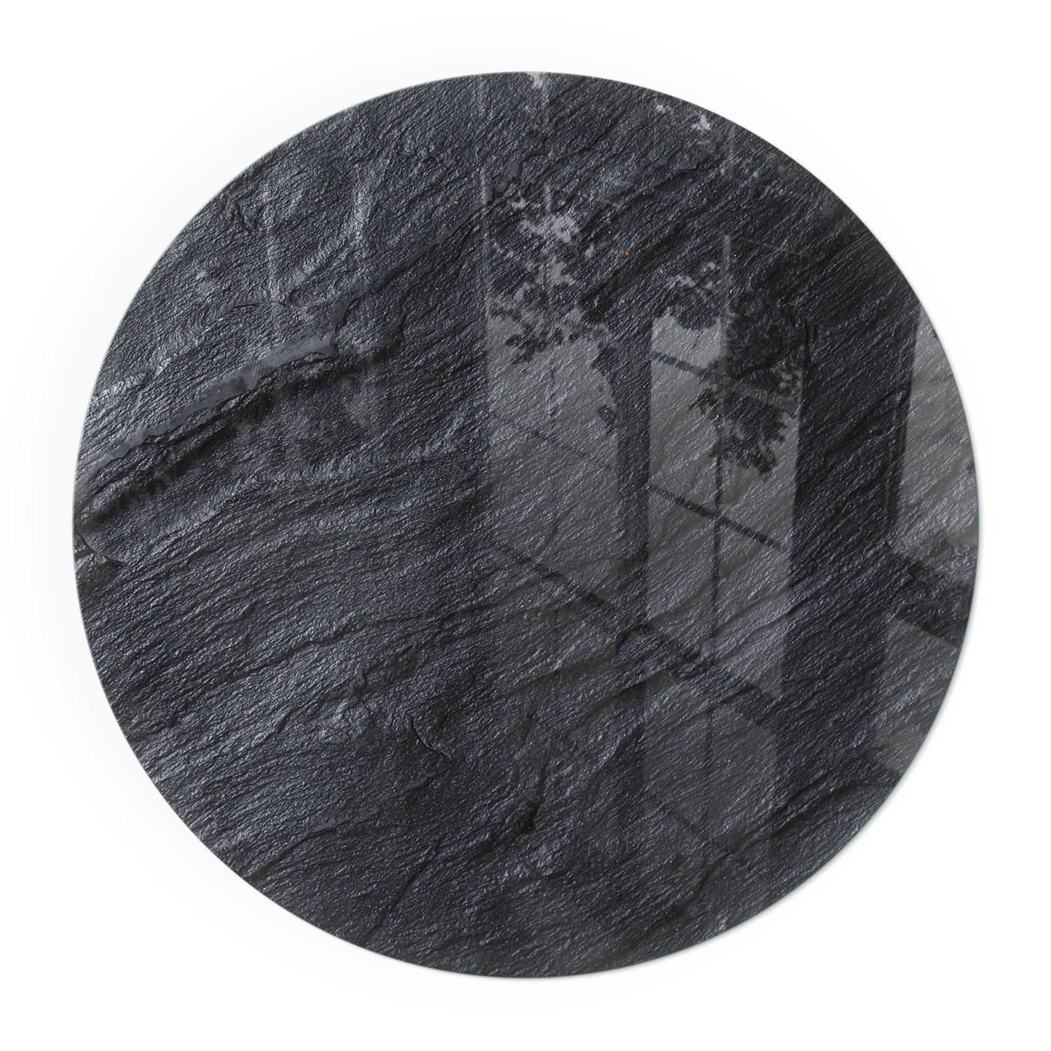 GLASPLATTE für Kamin Ø 60 cm - Schwarz, Glas (60/60/0.4cm) - TULUP