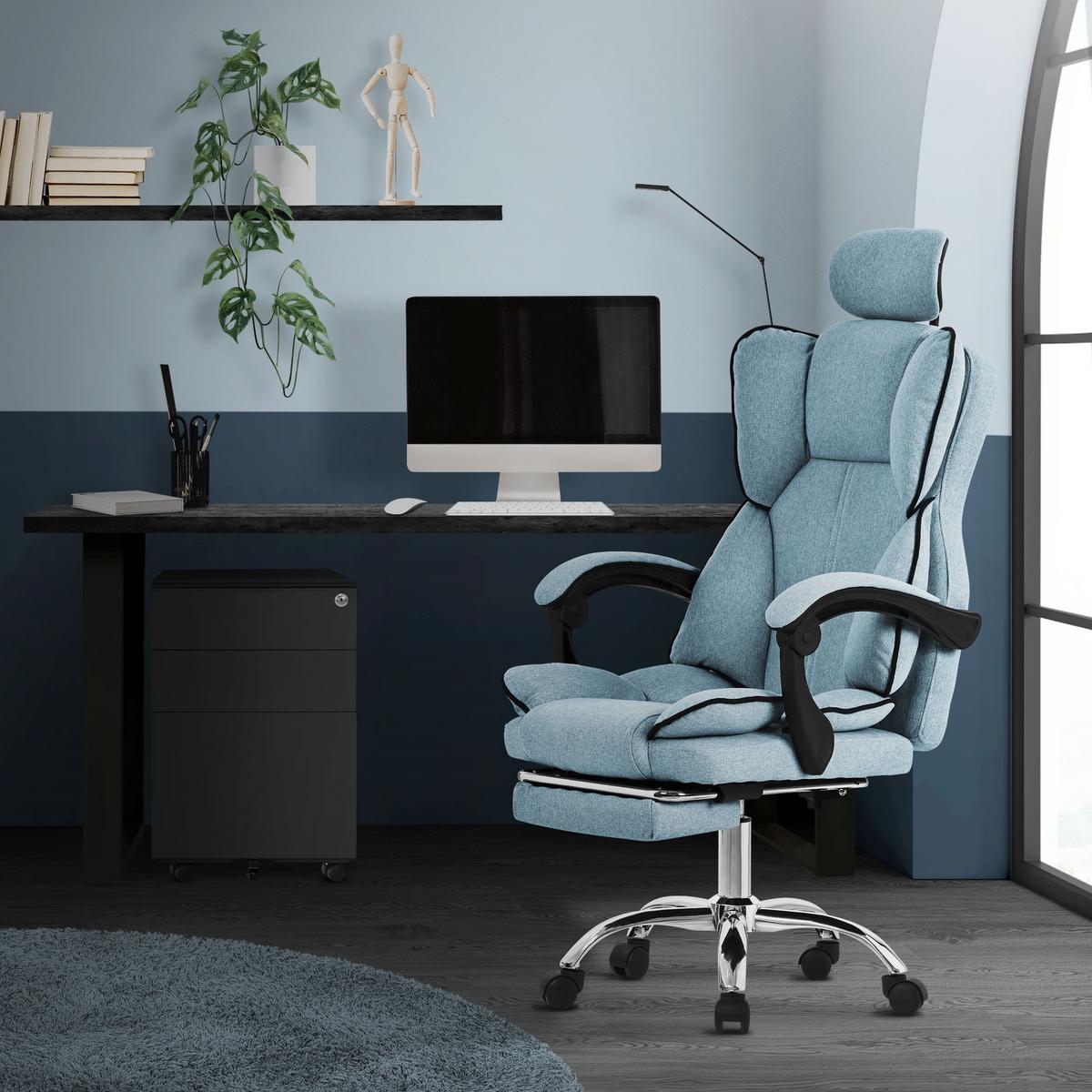 BÜROSTUHL Blau - Blau/Silberfarben, Kunststoff/Metall (66/130.5/59cm) - ML-DESIGN
