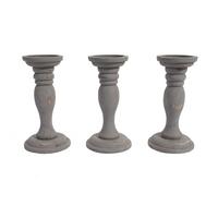 KERZENSTÄNDER 3ER-SET Grau - Grau, Holz (12/24/12cm) - MCW