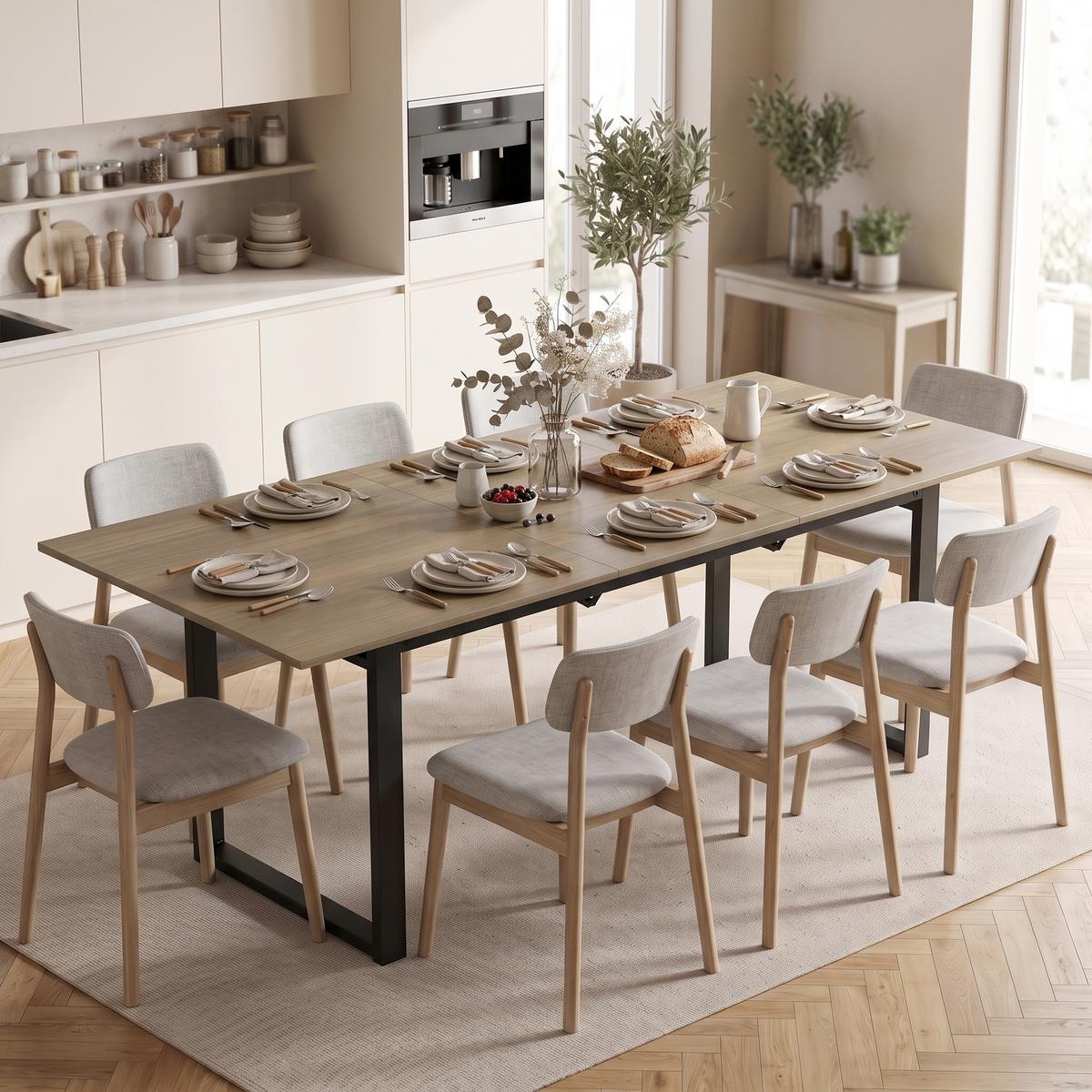 AUSZIEHBARER Esstisch MDF Braun - Schwarz/Braun, Holzwerkstoff (180/80/75cm) - HOMCOM