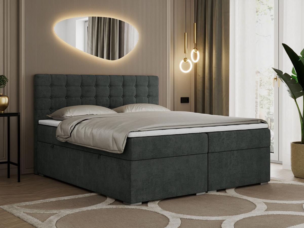 BOXBETT SUSAN 160/200 Dunkelgrau Struktur - H4 - Dunkelgrau, Holz/Textil (160/200cm) - MKS