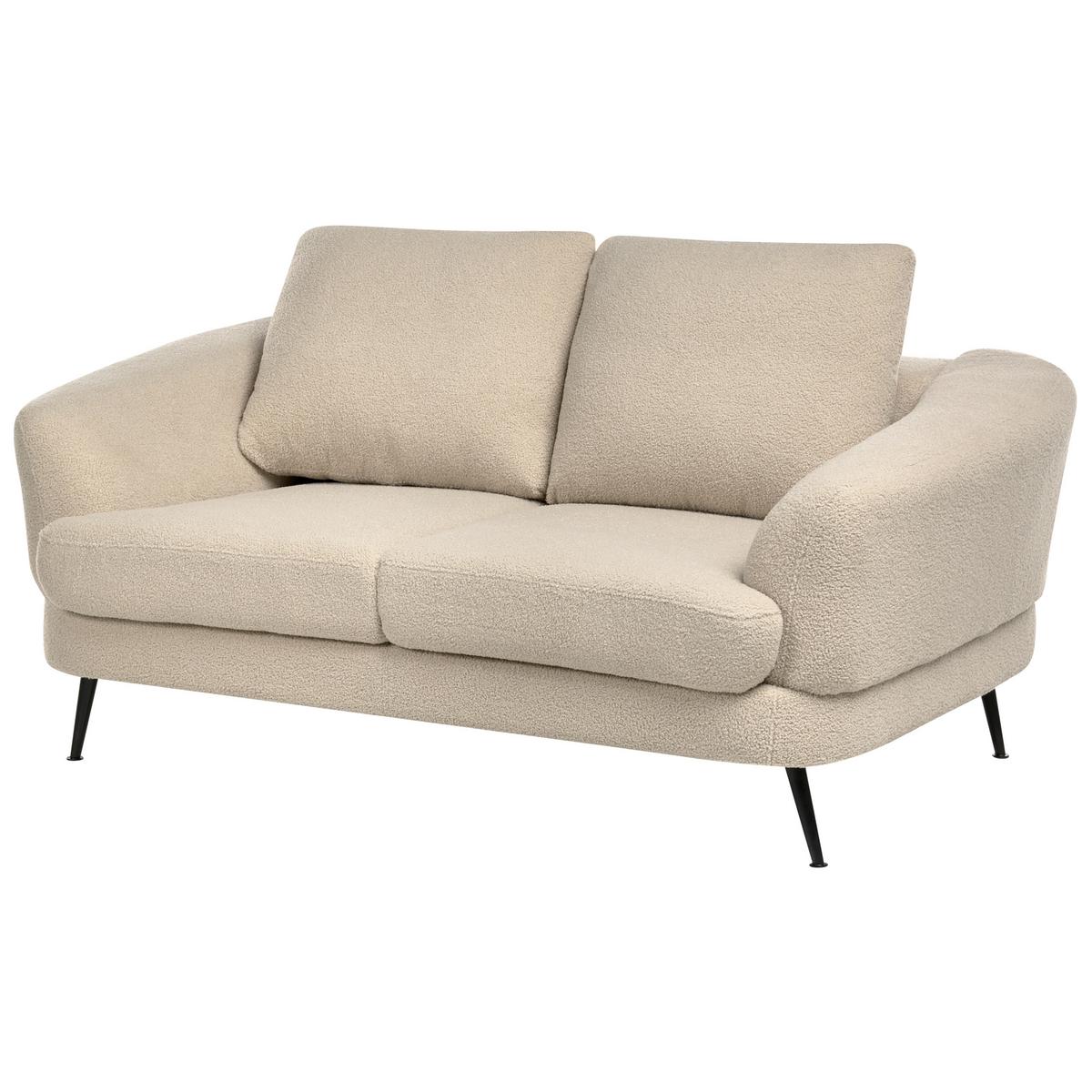 SOFA-SET 3-Sitzer Bouclé Hellbeige Kjaer - Beige/Schwarz, Textil (155/100/100cm) - Beliani