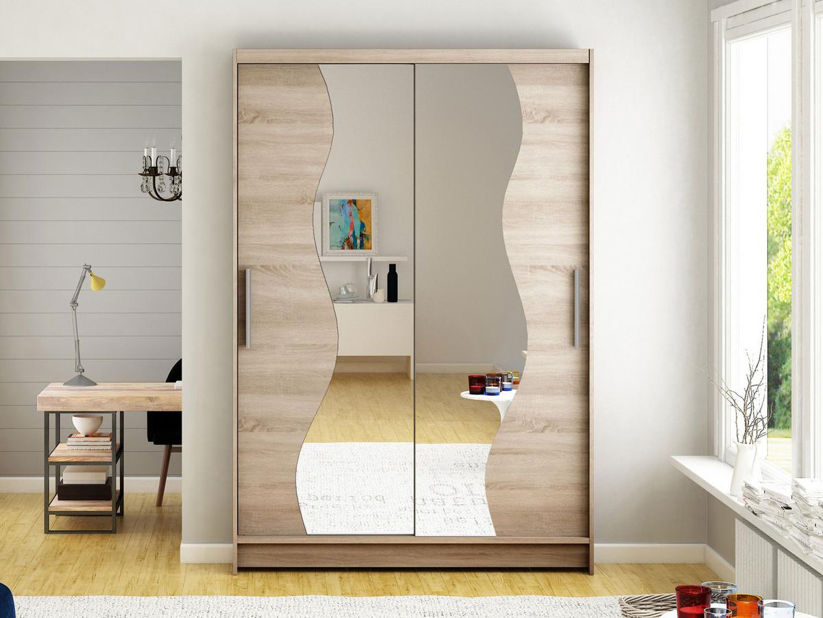 KLEIDERSCHRANK Miami S - Silberfarben/Trüffeleichefarben, Holzwerkstoff/Kunststoff (120/200/58cm) - MIRJAN24