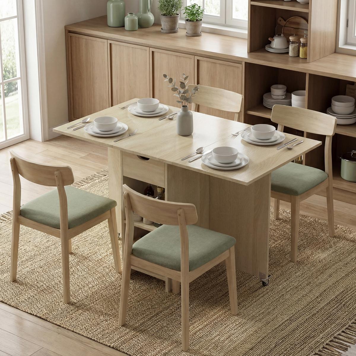 KLAPPBARER-ESSTISCH Spanplatte Naturholz - Naturfarben, Holzwerkstoff (114.5/70/75cm) - HOMCOM