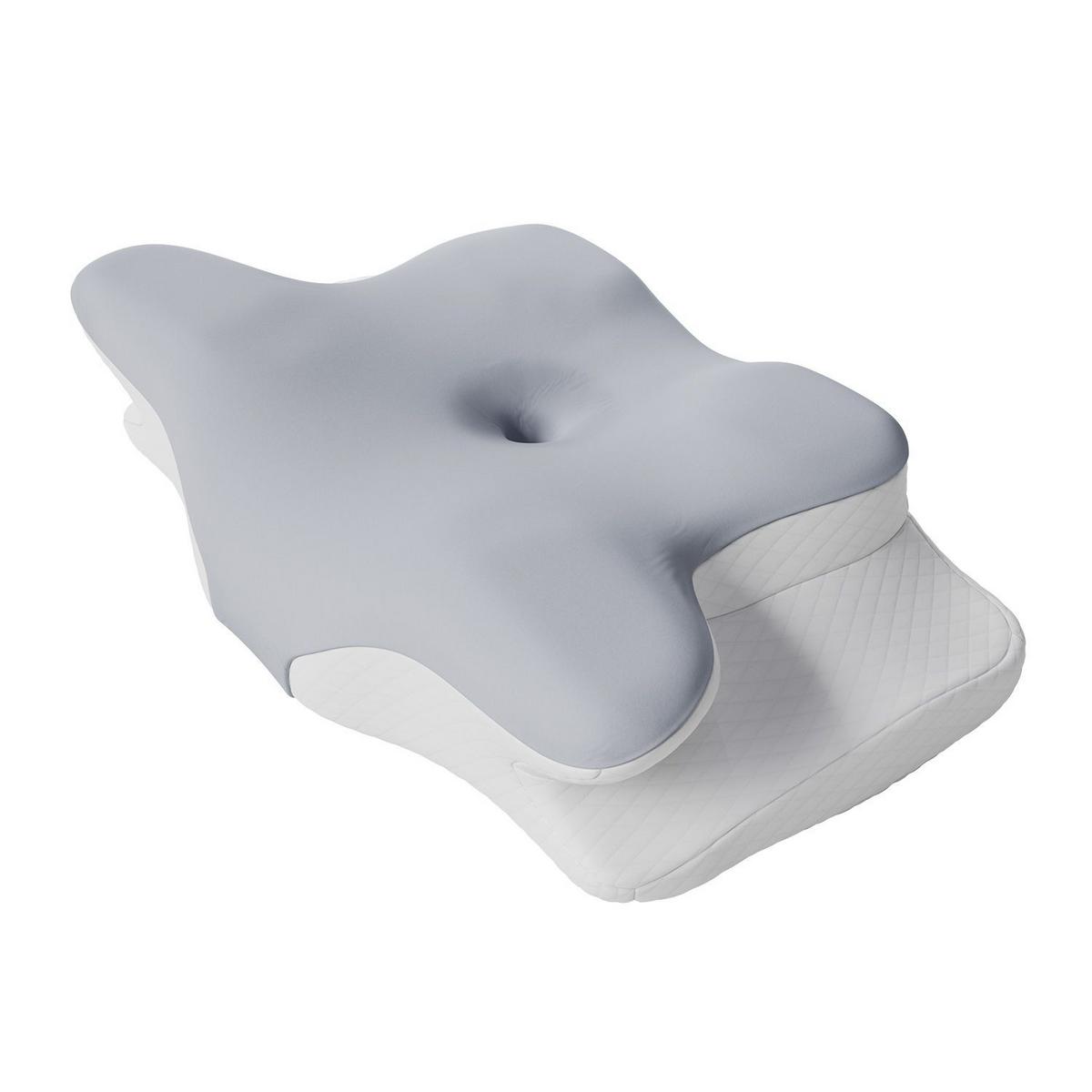 NACKENKISSEN weiß / grau (1er-Set) - Weiß, Textil (41/63cm) - Juskys