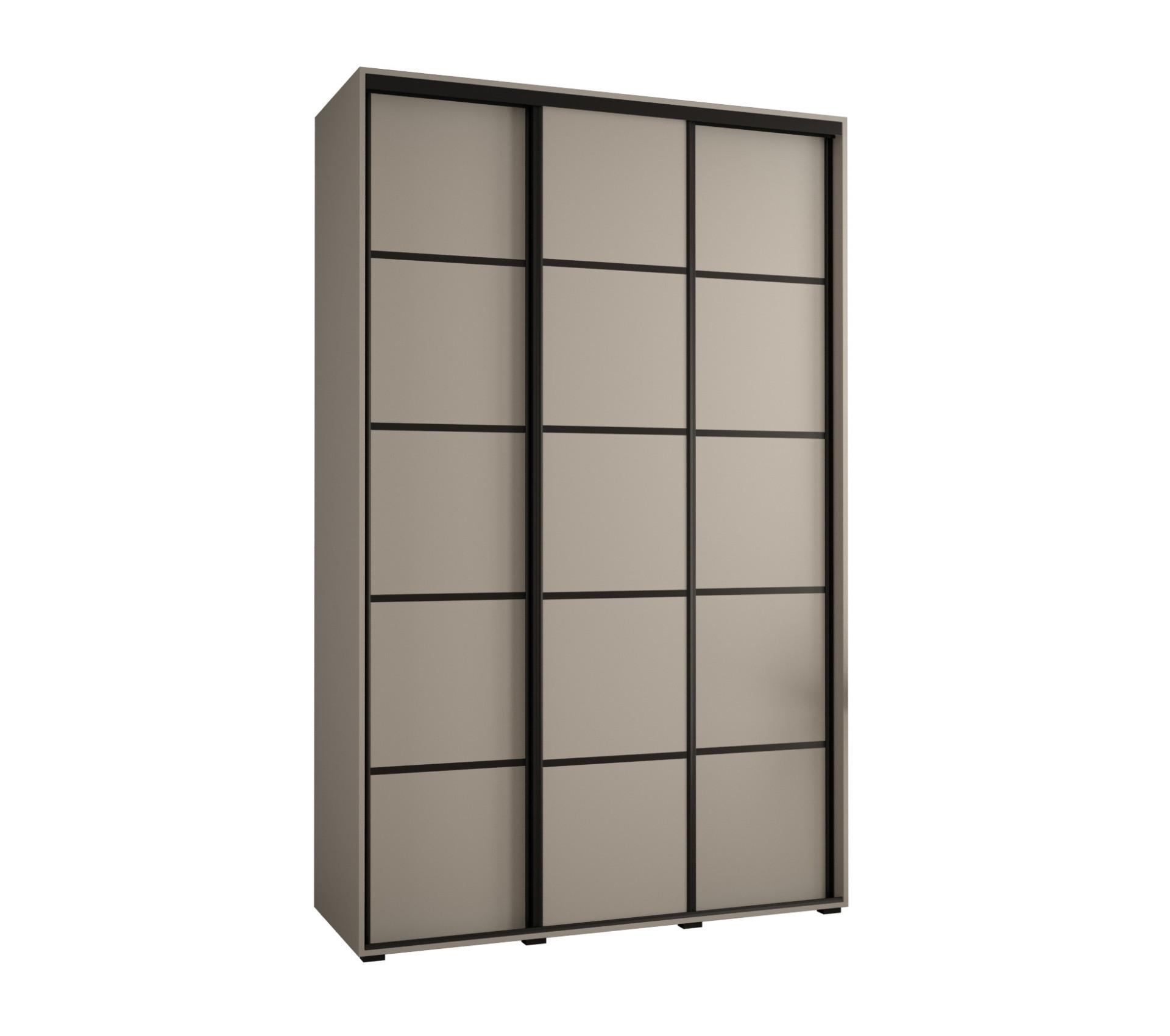 SCHWEBETÜRENSCHRANK 235,2/160/60 3-türig - Kaschmir/Schwarz, Holz/Metall (160/235.2/60cm) - MÖBEL KRYSPOL