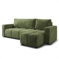 ECKSOFA RAMIL Grün Chenille mit Schlaffunktion - Grün, Holz (240/149cm) - MASSENO