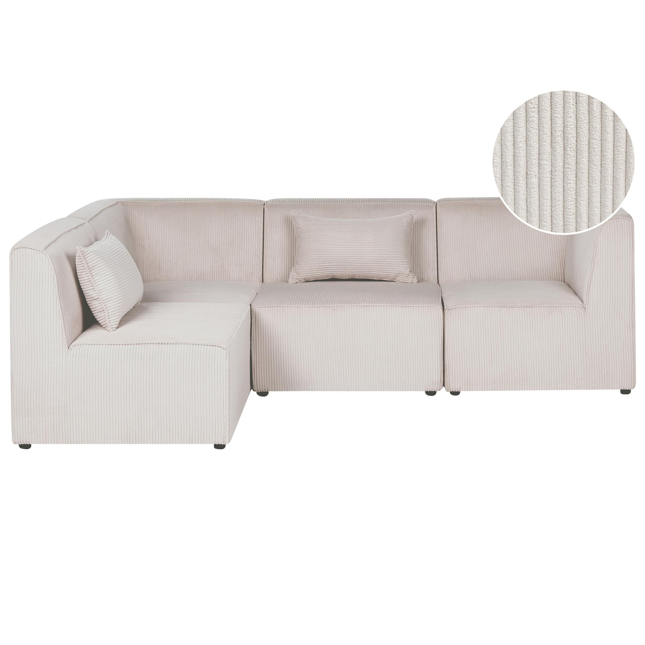 ECKSOFA Modul 4-Sitzer rechtsseitig Beige Cord Lemvig - Beige, Textil (250/166cm) - Beliani