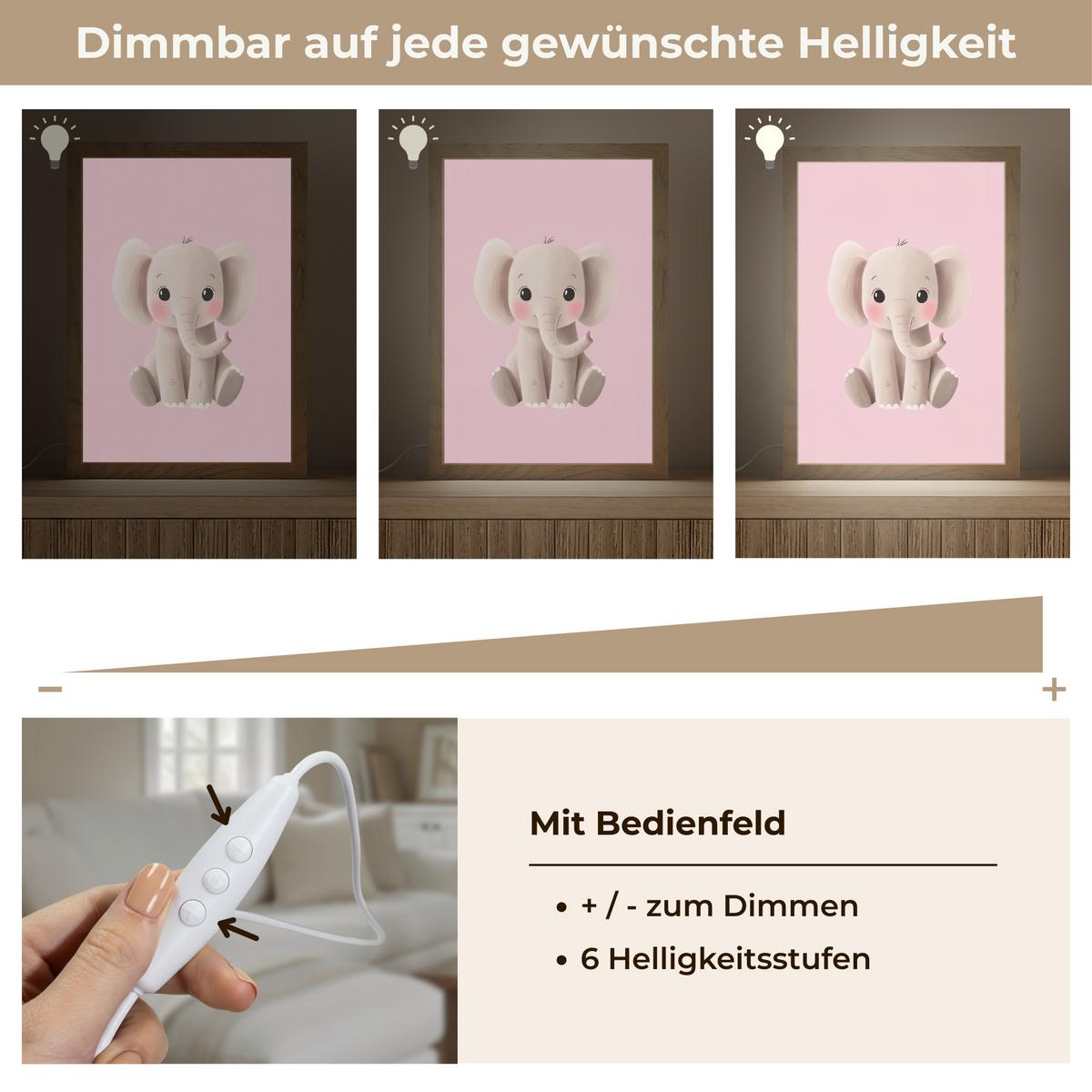 WANDLEUCHTE Elefant - Baby - Rosa - Cartoon 20x30 cm - Hellrosa, Holzwerkstoff (20/30/8cm) - OnlyWow
