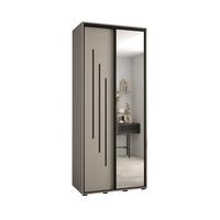 SCHWEBETÜRENSCHRANK 235,2/110/60 2-türig - Kaschmir/Schwarz, Holz/Metall (110/235.2/60cm) - MÖBEL KRYSPOL