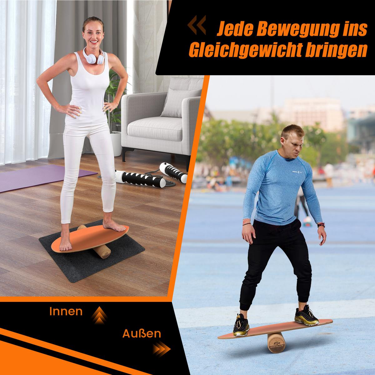 BALANCIERBRETT Orange - Orange, Holz (82/28cm) - COSTWAY