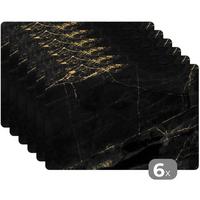 PLATZSETS 6er-Set Marmoroptik - Luxus - Schwarz - Gold Platzdeckchen 45x30 cm - Bronzefarben, Kunststoff (0.3/45/30cm) - MuchoWow